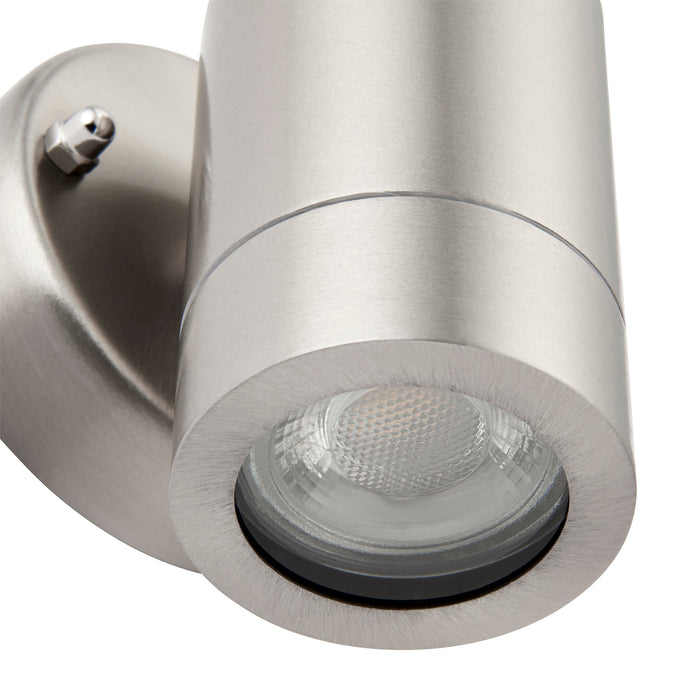 Saxby 13801 Palin 1lt wall IP44 7W Brushed stainless steel & clear glass 7W LED GU10 (Required) - westbasedirect.com