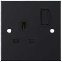 Selectric DSL11-21 5M 1 Gang 13A Switched DP Socket Outlet - Matt Black, Black Insert
