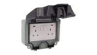 Timeguard TW1209DPN Weathersafe IP66 Twin Gang 13A Switched Socket DP with Neon