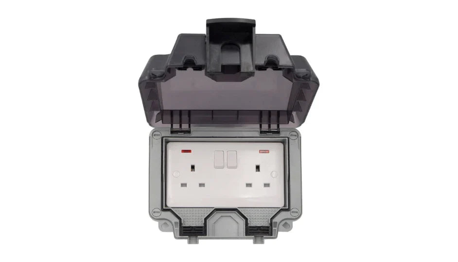 Timeguard TW1209DPN Weathersafe IP66 Twin Gang 13A Switched Socket DP with Neon