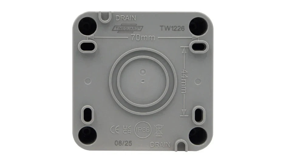 Timeguard TW1226 Weathersafe IP66 Single Gang 20AX Press Switch with Neon - westbasedirect.com