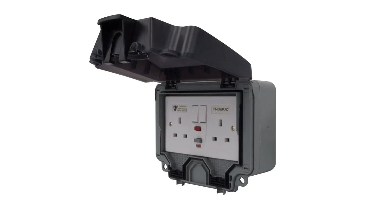 Timeguard TW1409DPP Weathersafe IP66 2 Gang 13A Switched Socket DP with Passive RCD - westbasedirect.com