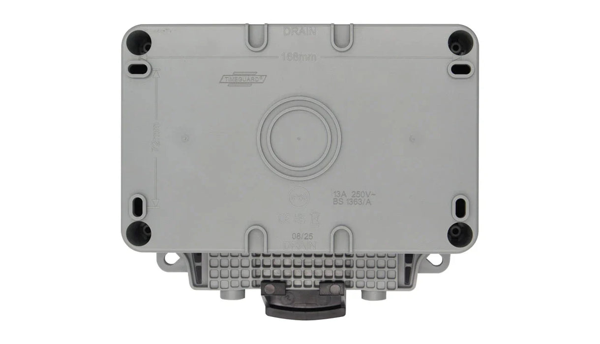 Timeguard TW1409DPA Weathersafe IP66 2 Gang 13A Switched Socket DP with Active RCD - westbasedirect.com