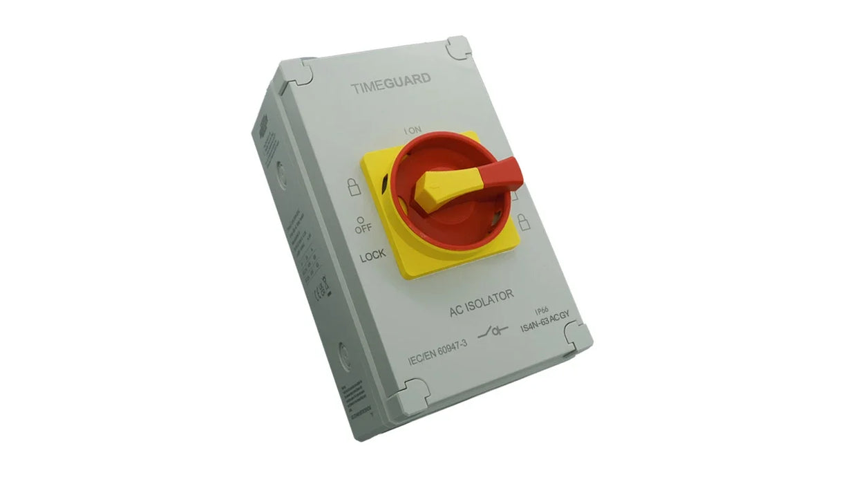 Timeguard IS4N-63ACGY Weathersafe IP66 AC Rotary Isolator Switch 4 Pole 63A