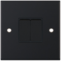 Selectric DSL11-02 5M 2 Gang 2 Way 10AX Plate Switch - Matt Black, Black Insert