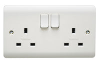 Crabtree CR1306 Instinct White Moulded 13A 2 Gang SP Switched Socket Dual Earth