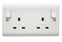 Crabtree CR1307/D Instinct White Moulded 13A 2 Gang DP Outboard Switched Socket Dual Earth