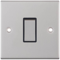 Selectric DSL201 5M 1 Gang 2 Way 10AX Plate Switch - Satin Chrome, Black Insert