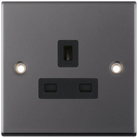Selectric DSL419 5M 1 Gang 13A Unswitched Socket Outlet - Black Nickel, Black Insert