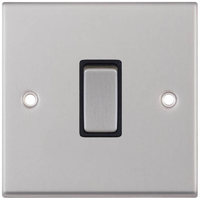 Selectric 7MPRO-201 7M-PRO 1 Gang 2 Way 10AX Plate Switch - Satin Chrome, Black Insert