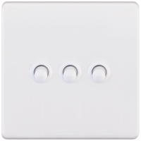 Selectric 5MPLUS-TOG-11 5M-PLUS Screwless 3 Gang 2 Way 10A Toggle Switch - Matt White