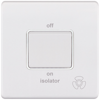 Selectric 5MPLUS-908 5M-PLUS Screwless 10AX 3 Pole Fan Isolator Switch - Matt White, White Insert