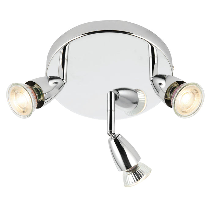 Saxby 43279 Amalfi 3lt round spotlight chrome 35W Chrome effect plate 3 x 35W GU10 reflector (Required) - westbasedirect.com