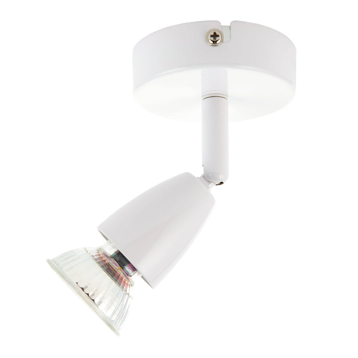 Saxby 43281 Amalfi 1lt single spotlight white 35W Gloss white paint 35W GU10 reflector (Required) - westbasedirect.com