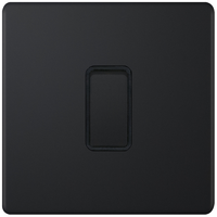 Selectric 5MPLUS-801 5M-PLUS Screwless 1 Gang 2 Way 10AX Plate Switch - Matt Black, Black Insert