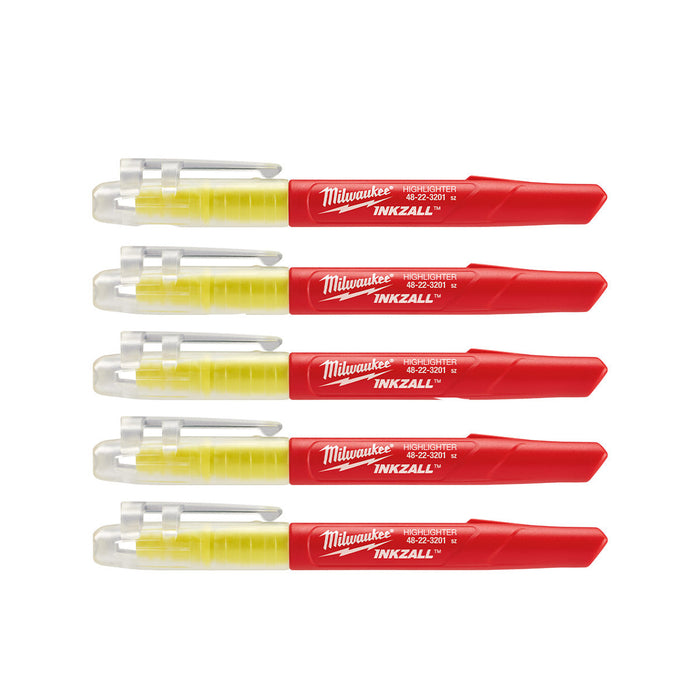 Milwaukee 48223201 INKZALL Highlighter Yellow - 5 Piece