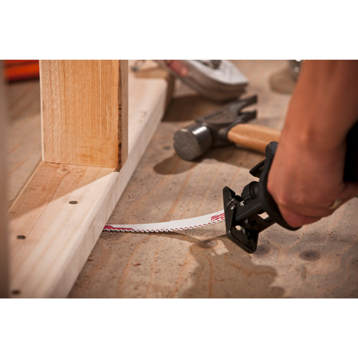 Milwaukee 48475026 SAWZALL 230mm 5TPi Wood with Nails Heavy Duty Demolition Saw Blade - Pack of 5 - westbasedirect.com