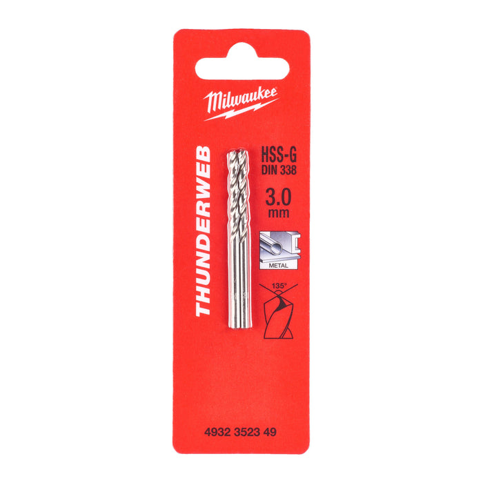 Milwaukee 4932352349 Metal HSS-G Thunderweb Drill Bit (DIN338) 3x61mm - 2 Pack - westbasedirect.com