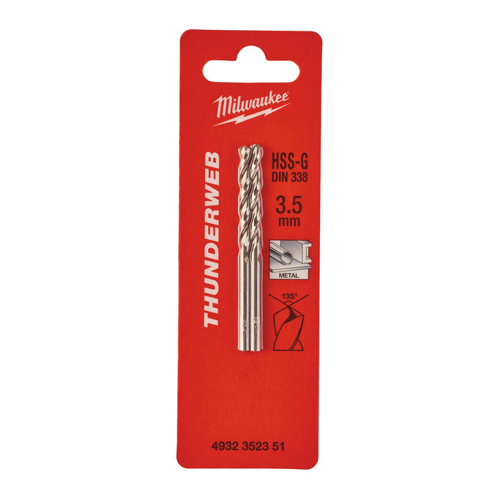 Milwaukee 4932352351 Metal HSS-G Thunderweb Drill Bit (DIN338) 3.5x70mm - 2 Pack - westbasedirect.com