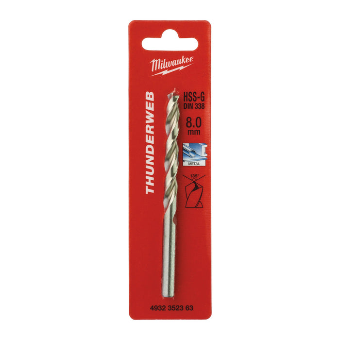 Milwaukee 4932352363 Metal HSS-G Thunderweb Drill Bit (DIN338) 8x117mm - westbasedirect.com