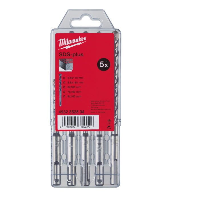 Milwaukee 4932352834 SDS-Plus M2 Drill Bit Set - 5 Piece - westbasedirect.com