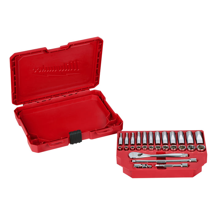 Milwaukee 4932464943 1/4" Drive 28-piece Ratchet + Socket Set Metric - westbasedirect.com