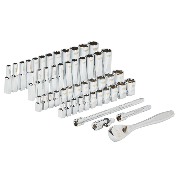 Milwaukee 4932464944 1/4" Drive 50-piece Ratchet + Socket Set SAE + Metric - westbasedirect.com