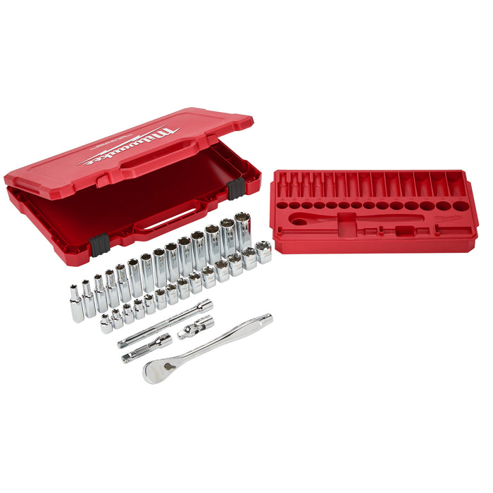 Milwaukee 4932464945 3/8" Drive 32-piece Ratchet + Socket Set Metric - westbasedirect.com