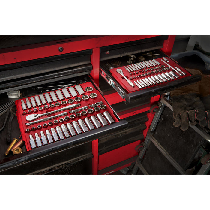 Milwaukee 4932464946 3/8" Drive 56-piece Ratchet + Socket Set SAE + Metric - westbasedirect.com