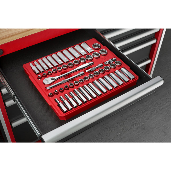 Milwaukee 4932464946 3/8" Drive 56-piece Ratchet + Socket Set SAE + Metric - westbasedirect.com