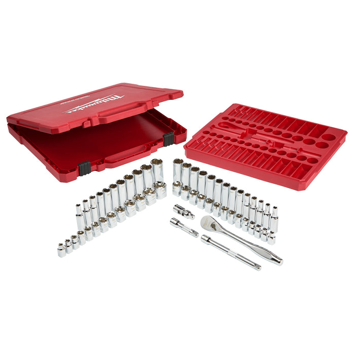 Milwaukee 4932464946 3/8" Drive 56-piece Ratchet + Socket Set SAE + Metric - westbasedirect.com