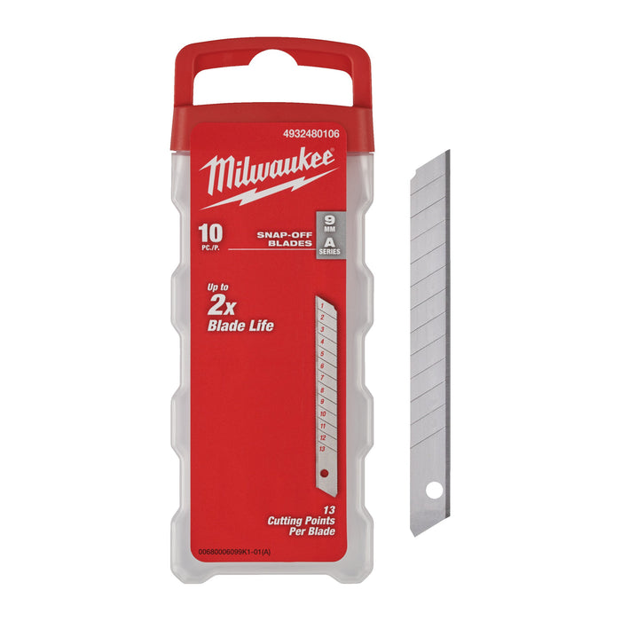 Milwaukee 4932480106 9mm Silver Snap Blades - Pack of 10