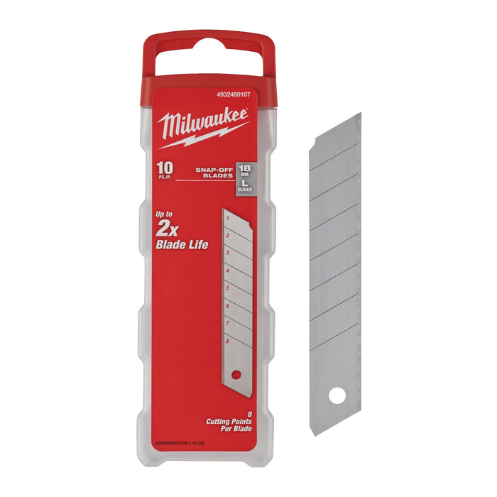 Milwaukee 4932480107 18mm Silver Snap Blades - Pack of 10