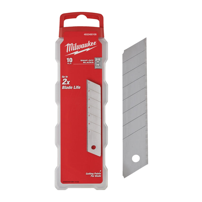 Milwaukee 4932480108 25mm Silver Snap Blades - Pack of 10
