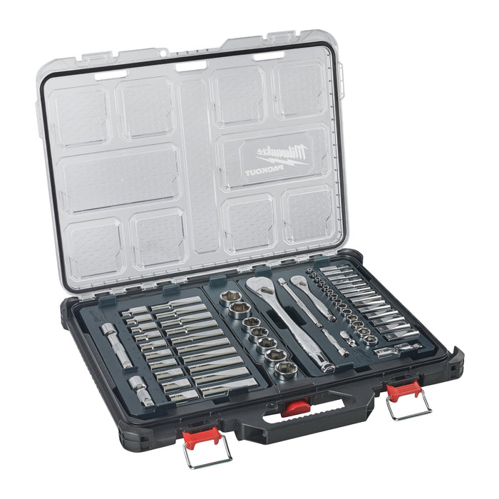 Milwaukee 4932493661 PACKOUT 1/4" & 1/2" Drive Ratchet & Socket Set - 63 Piece
