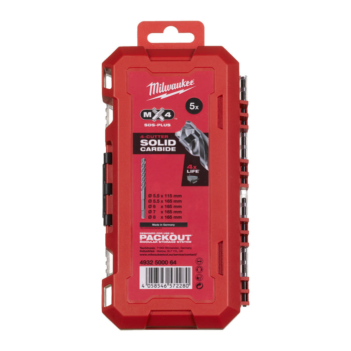 Milwaukee 4932500064 SDS-Plus MX4 Drill Bit Set - 5 Piece - westbasedirect.com