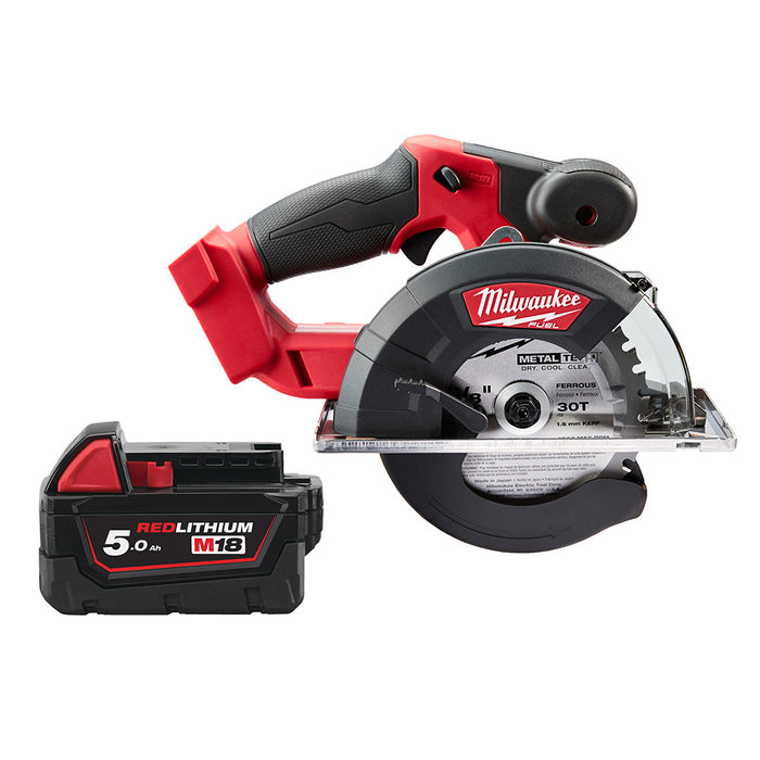 Milwaukee M18FMCS-0+M18B5 Kit - 18V FUEL Cordless Metal Circular Saw + M18B5 5.0Ah Li-ion Battery