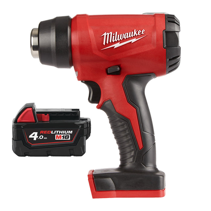 Milwaukee M18BHG-0+M18B4 Kit - 18V Compact Heat Gun + M18B4 4.0Ah Li-ion Battery