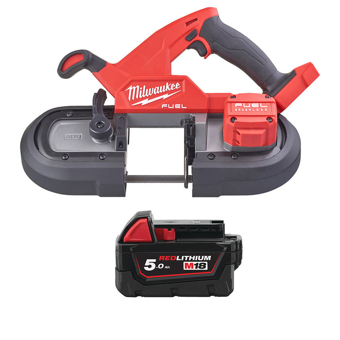 Milwaukee M18FBS85-0C+M18B5 Kit - 18V FUEL Cordless Compact Band Saw + M18B5 5.0Ah Li-ion Battery & Case