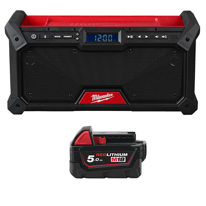 Milwaukee M18RADDAB+G2-0+M18B5 Kit - Jobsite Radio with DAB+ + M18B5 5.0Ah Li-ion Battery