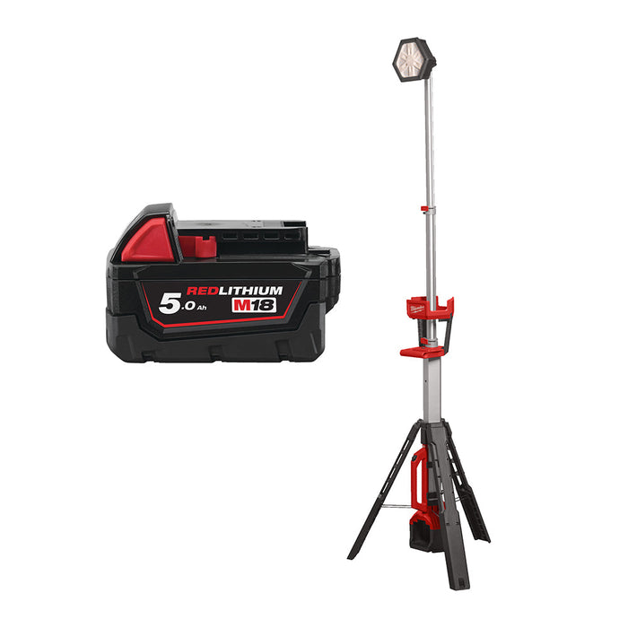 Milwaukee M18SAL2-0+M18B5 Kit - 18V Stand Area Light + M18B5 5.0Ah Li-ion Battery