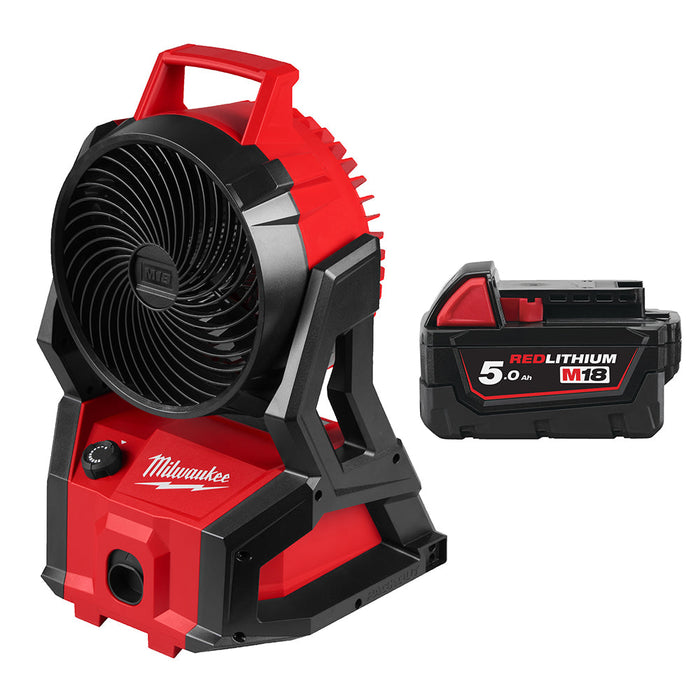 Milwaukee M18AFG2-0+M18B5 Kit - 18V 2nd Generation Air Fan + M18B5 5.0Ah Li-ion Battery