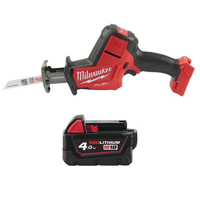 Milwaukee M18FHZ-0+M18B4 Kit - 18V FUEL HACKZALL Cordless Reciprocating Saw + M18B4 4.0Ah Li-ion Battery