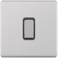 Selectric 5MPLUS-107 5M-PLUS Screwless 1 Gang 10AX Intermediate Switch - Satin Chrome, Grey Insert