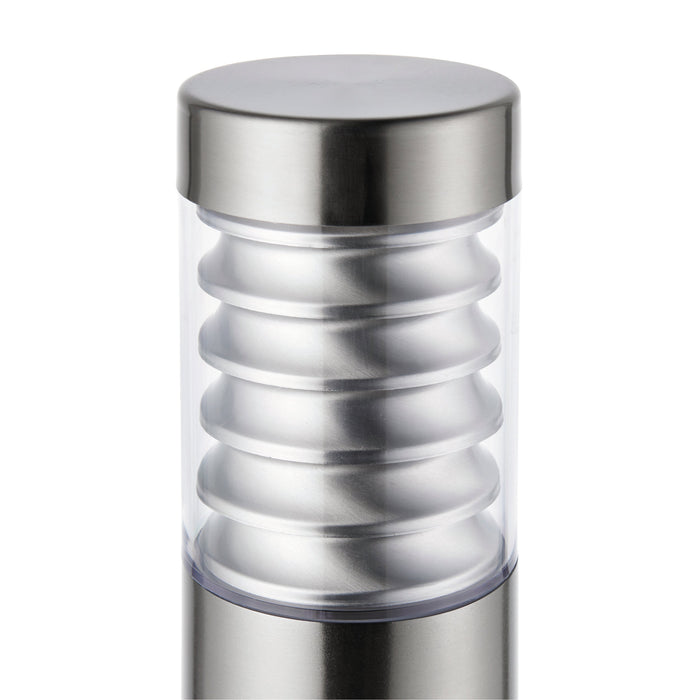 Saxby 49911 Equinox bollard IP44 8W Marine grade brushed stainless steel & clear pc 8W LED E27 Cool White (Required) - westbasedirect.com