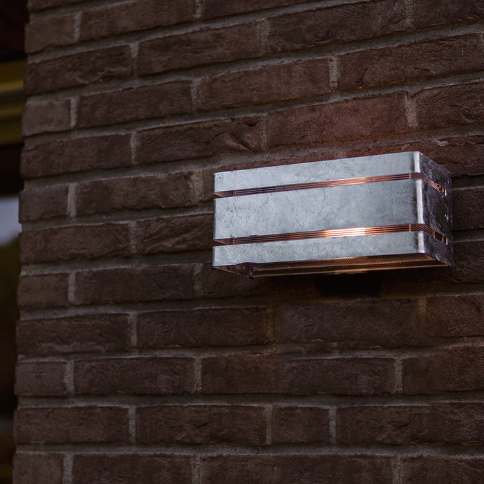Lutec 5011602461 VIDAR IP54 E27 Outdoor Wall Light - Galvanised Steel (Lamp Not Included)