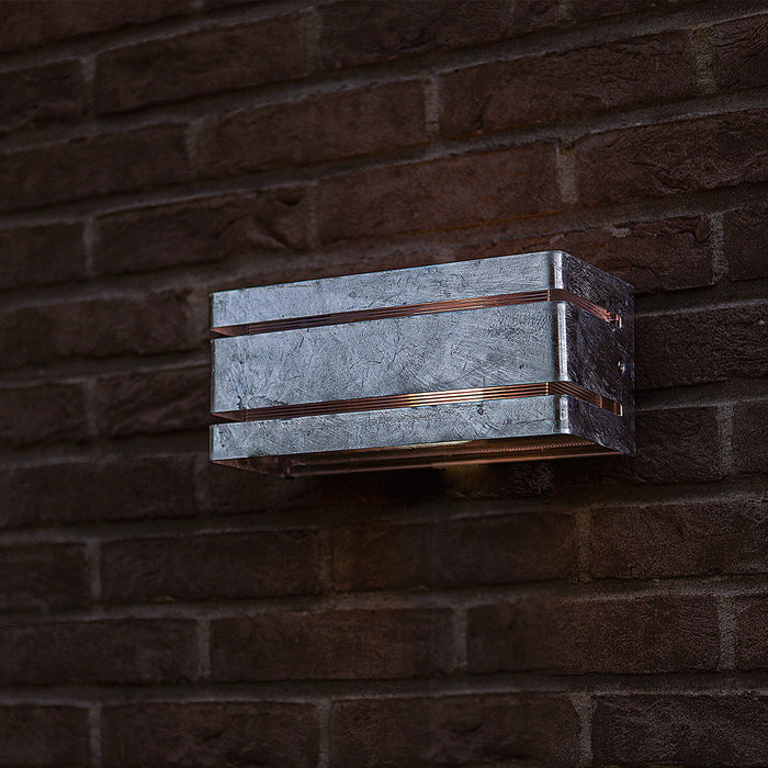 Lutec 5011602461 VIDAR IP54 E27 Outdoor Wall Light - Galvanised Steel (Lamp Not Included)