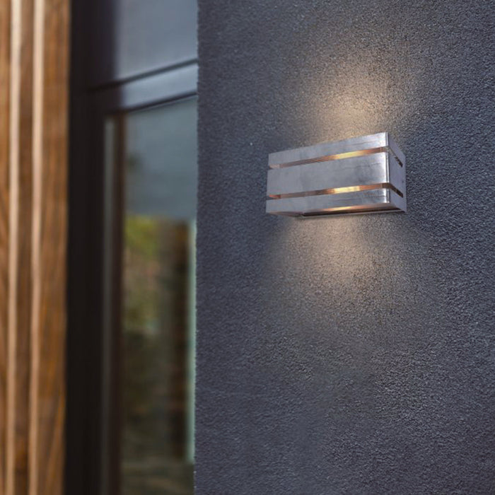 Lutec 5011602461 VIDAR IP54 E27 Outdoor Wall Light - Galvanised Steel (Lamp Not Included)
