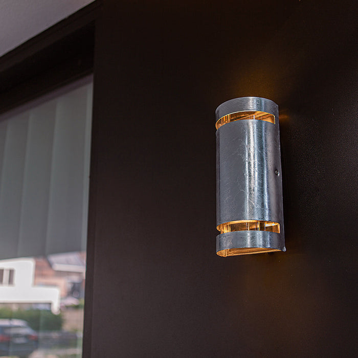 Lutec 5011701461 RAN IP54 GU10 Outdoor Up/Down Wall Light - Galvanised Steel (Lamp Not Included)