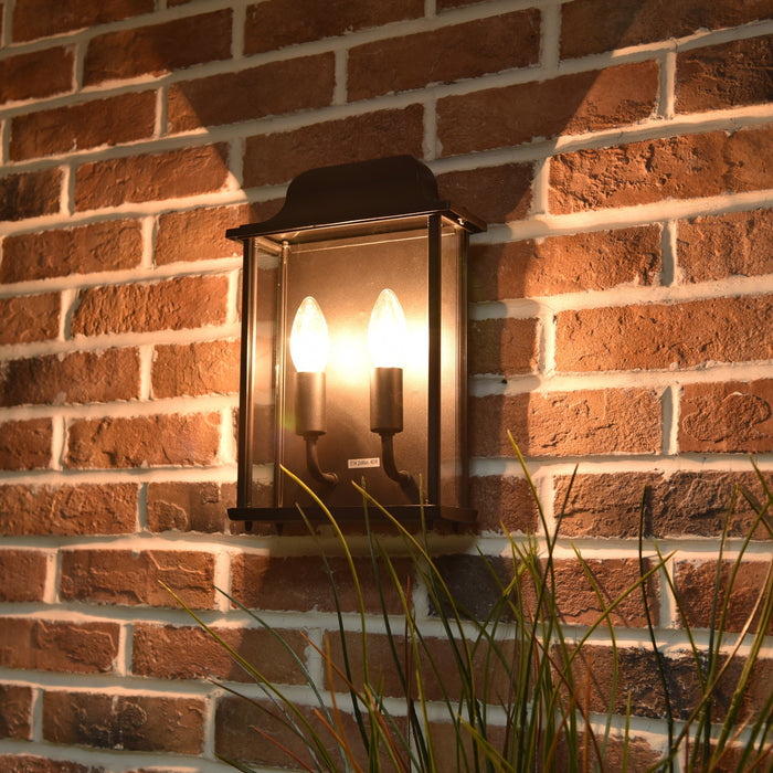 Lutec 5029601425 HOLLY 60W IP44 E14 Twin Outdoor Wall Light - Matt Black (Lamp Not Included)